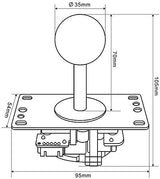 SANWA JLF-TP-8YT Joystick 8 pcs OBSF-30 Push Button Bundle Kit Color : Black - for Arcade Game 4 & 8 Way Adjustable, Compatible with Catz Mad SF4 Tournament Joystick S@NWA