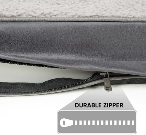 Washable Extra Large Dog Bed Covers Soft Plush Replacement, Waterproof Dog Bed Liner, Pet Bed Cover with Zipper 44x32x3 Inches, Grey, Cover Only