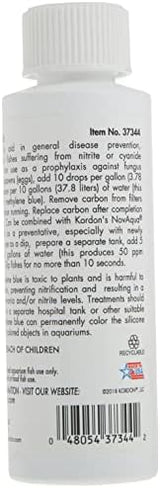 Kordon Methylene Blue Disease Preventative – Safe for Freshwater & Saltwater Aquariums, Prevents Fungal Infections & Treats Parasites, Reduces Fish Stress, 4-Ounces