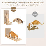 EHEYCIGA Cardboard Cat Scratcher for Indoor Cats, 32 Inch L Shaped Vertical Cat Scratching Board with Ball Cat Toy, Extra Large Cat Scratcher Pad, Brown