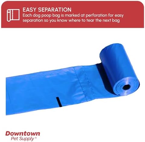 Downtown Pet Supply Poop Bags for Dogs with Dispenser, 500 Count - Leak-Proof Dog Waste Bags and Bone-Shaped Dog Poop Bags Holder for Leash - Rainbow of Colors, 12.5" x 8.5"