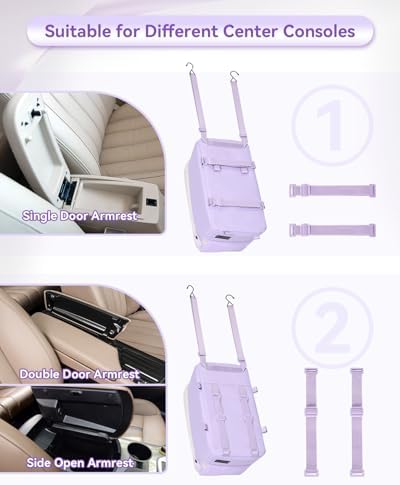 PETSFIT Cat Car Seat with Safe Protection Hooks, Center Console Dog Car Seat with Upgraded Safety Tethers, Washable Cushion, Dog Car Seats for Small Dogs Up to 9 Lbs (Purple)