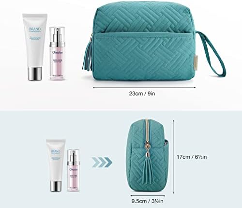 BAGSMART Makeup Bag, Elegant Roomy Cosmetic Pouch for Purse,Travel Zipper Pouch,Water-resistant Toiletry Bag,Makeup Accessories Organizer, Teal