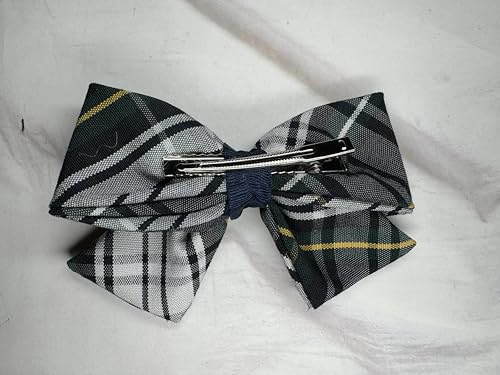 Plaid Hair Bow with Tail/Back to School Uniform Plaid Fabric/First day of School/Plaid Accessories/Alligator Clip/School Uniform Plaid (Plaid 45)