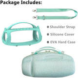 Silicone Cover and Hard Travel Case for JBL Charge 4 / Charge 5 Portable Bluetooth Speaker Accessories (Teal Case, NOT for Wi-Fi Version)