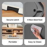 IRIS USA Pee Pad Holder, Small Puppy Pad Holder, Secured Latches, Non-Skid Rubber Feet, High Polish Finish for Easy Cleaning, Leak Protection Indoor Potty Tray, Fits 14"x17" Pad or Larger, Dark Gray