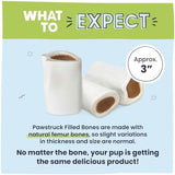 Pawstruck Small 3" Filled Dog Bones, Peanut Butter Flavor - Made in USA Long Lasting Stuffed Femur for Aggressive Chewers Dental Treat - Pack of 10 - Packaging May Vary