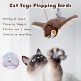 2025 Flying Bird Cat Toy, Interactive Chirping Bird Cat Toy Flapping Wings, Flapping Bird Cat Toy, Interactive Cat Toys for Bored Indoor Adult Cats (Brown)