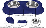 Hubulk Pet Dog Bowls 2 Stainless Steel Dog Bowl with No Spill Non-Skid Silicone Mat + Pet Food Scoop Water and Food Feeder Bowls for Feeding Small Medium Large Dogs Cats Puppies (Small, Navy Blue)