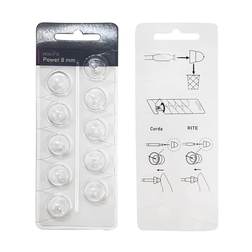 MiniFit Power Domes for Oticon Hearing Aids, 6mm, 8mm, 10mm, 12mm Replacement Domes for Oticon Mini RITE Hearing Aids with Cleaning Brush Tools Kit (8MM)
