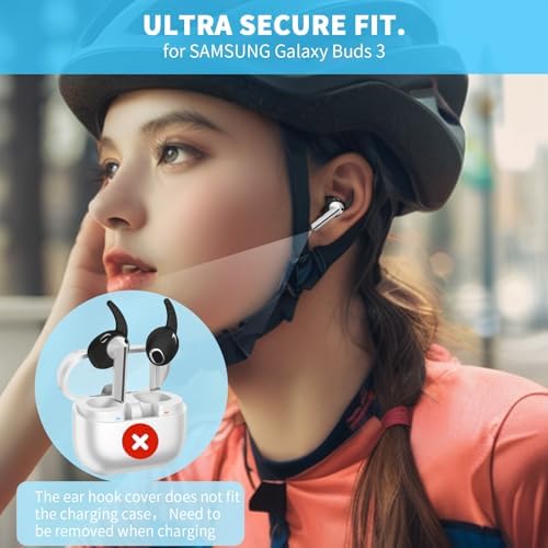 [5 Pairs] Ear Hooks Covers for Samsung Galaxy Buds 3, Anti-Slip Sport Ear Tips Covers Silicone Wingtip Anti Scratches Eartip Galaxy Buds 3 Earbuds Accessories -Black