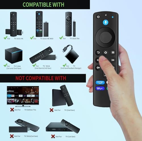 New Voice Remote Replacementf for FireStick 3rd Gen (L5B83G), Fit for TV Stick/ 4K Max, 2nd Gen, Lite, Cube(1st Gen & 3nd Gen)【not include Batteries】