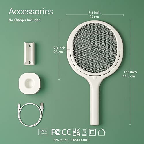 2-Pack Rotating Head Rechargeable Electric Fly Swatter Electric Fly Swatter Racket Bug Zapper Racket Mosquito Zapper Bug Zapper Indoor Fruit Fly Zapper Racket Spider Killer Gnat Trap Wasp Catcher
