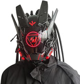 KYEDAY Punk Mask Cosplay for Men, Round Light with Braids Mask Cosplay Halloween Fit Party Music Festival Accessories