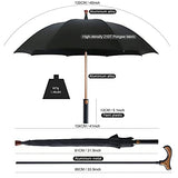 Wrzbest Stick Umbrella 2-in-1,Self Defense Cane Umbrella Man, Auto Open Long Handle, Large Detachable sturdy Walking Stick Umbrella Man Crutch Umbrella for Father's Day,elderly Men(Upgrade:black)