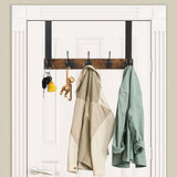 YINMIT Over The Door Hooks Heavy Duty, Vintage Wood Over Door Hanger Hook, Over The Door Coat Towel Rack for Hanging Towels, Clothes, Hats, Scarfs, Handbags, Back of Bathroom Door (Matte Black)