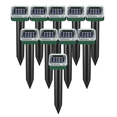 Mole Repellent 10 Packs,Snake Repellent Mole Repellent for Lawns Gopher Repellent Squirrel Repellent IP44 Waterproof Ultrasonic Rodent Repellent and Deterrent Mole Trap Killer for Your Farm,Garden