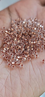 Transparent Gold Lined Loc sprinkle Hair Beads, Crystal Clear DreaLock Hair Accessories (Rose Gold Sprinkles)