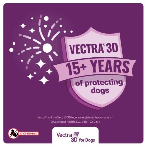 Vectra 3D for Dogs Flea, Tick & Mosquito Treatment & Prevention for Medium Dogs (21 – 55 lbs) , 6 month supply