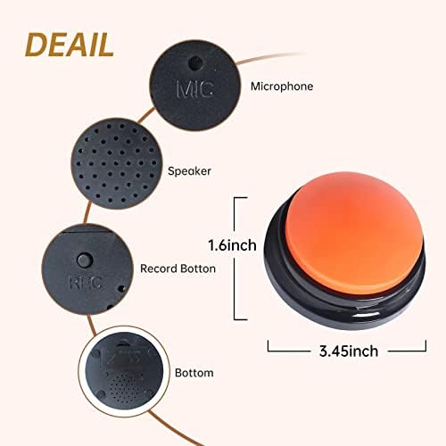 4 Color Voice Recording Button, Dog Buttons for Communication Pet Training Buzzer, 30 Second Record & Playback, Funny Gift for Study Office Home (Purple, Green, Yellow, Pink)