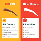 100% Natural - Elk Antlers for Dogs - Naturally Shed in USA - Long Lasting Chews for Aggressive Chewers - Natural, Real Dog Antler Treats & Toys - Dog Chews - No Odor & No Mess - Large