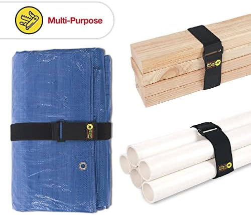 Super-Stretch Wrap-It Storage Straps, 24" (4 Pack) - Elastic Hook and Loop Cinch Straps - Garden Hose Strap, Pool Hose Organizer, Cables Straps, Extension Cord Wrap, Garage and RV Storage Accessories
