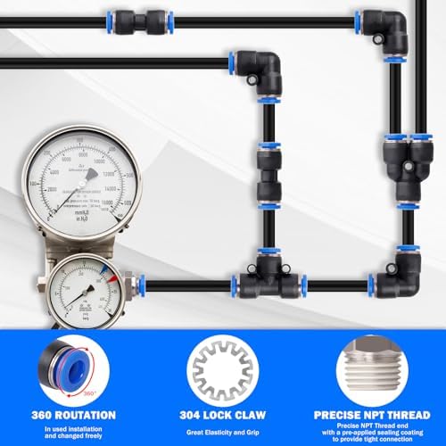 Air Line Tubing Kit, 3/8" OD DOT Air Line 50 FT(15 m) SAE j844 PA Nylon Air Hose Tubing and Push to Connect Fittings for Air Brake System Or Fluid Transfer, 29 Pcs Compressed Accessories Kit