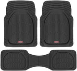 Motor Trend FlexTough Floor Mats for Cars, Deep Dish All-Weather Mats, Waterproof Trim-To Fit Automotive Floor Mats for Cars Trucks SUV, Universal Floor Liner Car Accessories, Black, Full Set