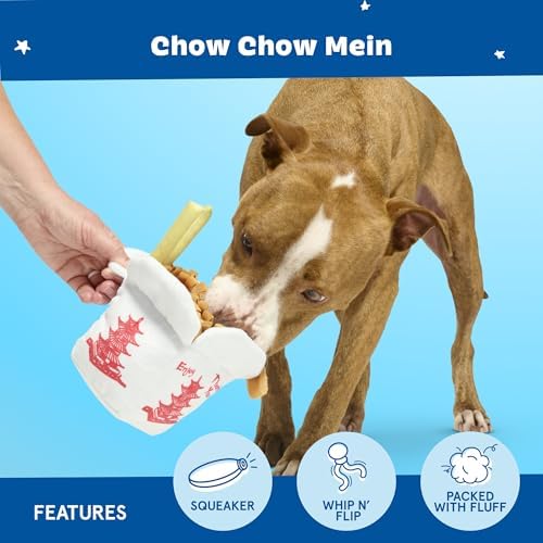 Barkbox Squeaky Dog Toys - Plush and Squeak Chew Toys | Puppy and Pet Toys for Medium to Large Dogs | Chow Chow Mein (Large)