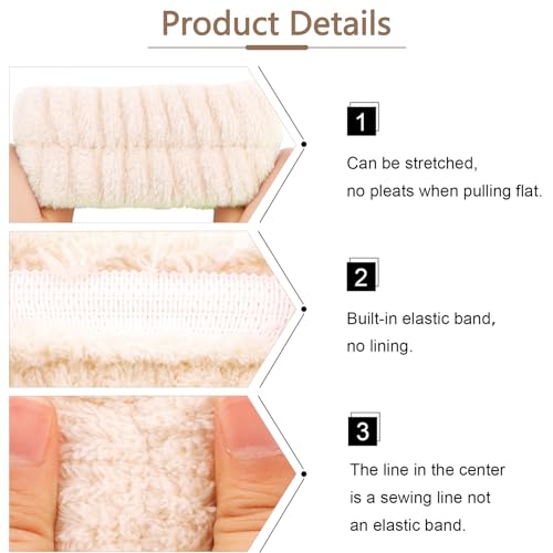 VELSCRUN 5 Pcs Khaki Puffy Sponge Spa Headband Bow Tie Hair Band Hair Clips Wristband Set, Spa Headbands for Wash Face, Makeup Headband, Facial Skincare Headbands Women Girls Hair Accessories Gifts