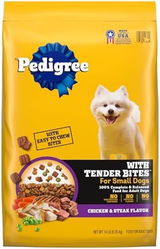 Pedigree with Tender Bites for Small Dogs Adult Dry Dog Food, Chicken and Steak Flavor, 14 lb. Bag