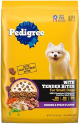 Pedigree with Tender Bites for Small Dogs Adult Dry Dog Food, Chicken and Steak Flavor, 14 lb. Bag