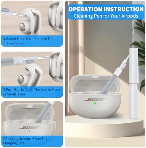 [Secure Lock] for Bose Ultra Open Earbuds Case(2024), TUDIOW Clear TPU Shockproof Protective Cover for Bose Open Ear Wireless Earbuds Accessories with Cleaning Kit & Keychain (Clear Purple)