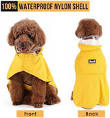Lukovee Dog Raincoat, Adjustable Dog Rain Jacket with Clear Hooded Double Layer for Large Medium Small Dogs Puppies, Waterproof Dog Rain Coat Poncho with Reflective Storage Pocket & Rim (Yellow, M)
