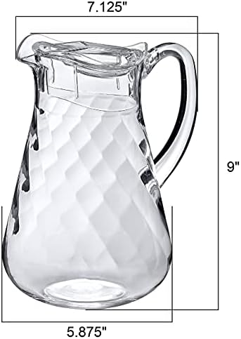 Amazing Abby - Droply Whirly - Plastic Pitcher (64 oz, 2 Quart), Clear Water Pitcher with Lid, Fridge Jug, BPA-Free, Shatter-Proof, Great for Iced Tea, Sangria, Lemonade, Juice, Milk, and More