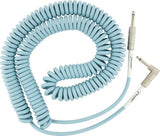 Fender Original Series Coiled Instrument Cable, Guitar Cable, Guitar Accessories, Straight/Angle, Daphne Blue, 30ft