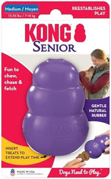 KONG Senior - Dog Toy with Gentle, Natural Rubber - Durable Dog Toy for Older Dogs - Use Treats with Stuffable Chew Toy - Treat Toy for Chewing & Fetching - for Medium Dogs