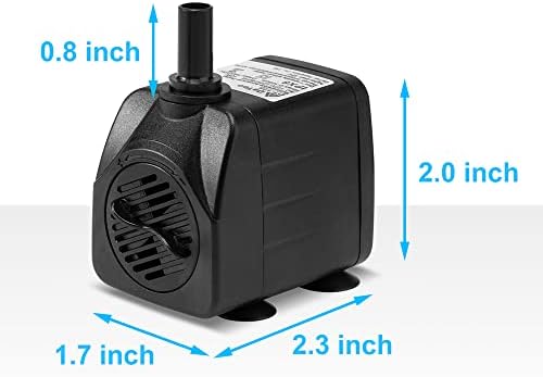 160GPH 10W Submersible Water Pump Fountain Pump Ultra Quiet For Aquariums Fish Tank Pond Fountain Statuary Water Feature Hydroponics