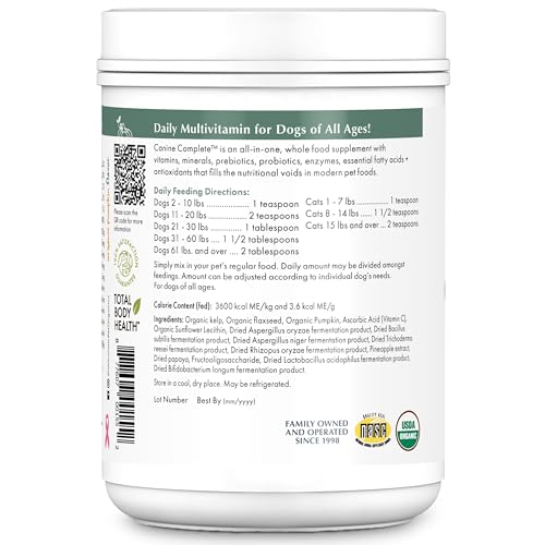 Wholistic Pet Organics Canine Complete - Dog Multivitamin Powder - 1 Lb - Daily Dog Vitamins and Supplements for Homemade Food - Immune System, Skin, Coat & Overall Health - All Breeds - 45 Scoops