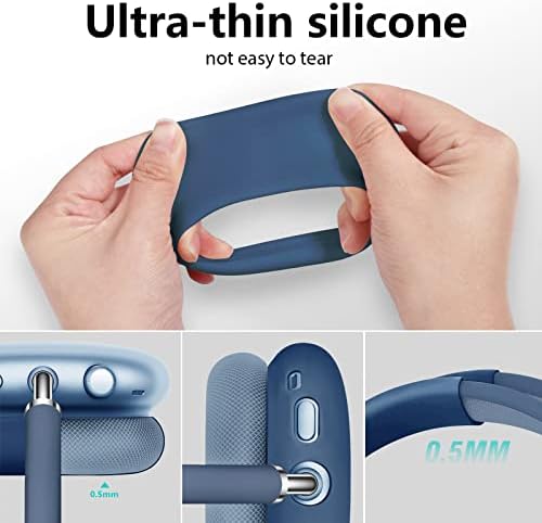 Case for Airpods Max Headphones, Ear Pad Case Cover/Ear Cups Cover/Headband Cover for AirPods Max (USB-C/Lightning)(2024/2020), Silicone Cover for Apple Airpod Max, Accessories Cases(Dark Blue)