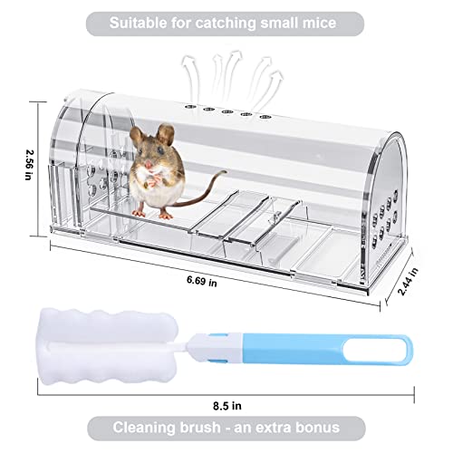 4 Pcs Humane Mouse Traps No Kill, Live Mouse Traps Indoor for Home, Reusable Mice Small Rat Trap Catcher for House & Outdoors