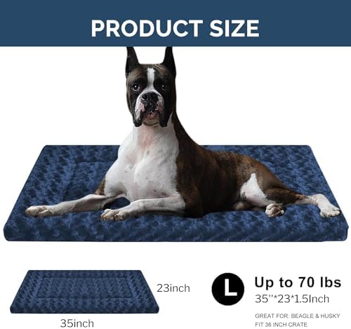 Dog Beds Crate Pad, Dog Bed Mat for Small/Medium/Large Dogs Sleeping, Soft, Durable, Washable & Anti-Slip Crate Pads, Reversible Dog Mat Bed Kennel Mat Cat Bed L(35”*23“*1.5”)