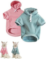 QWINEE 2Pcs Basic Dog Hoodie, Dog Warm Jacket, Cat Apparel, Dog Shirt, Dog Clothes for Puppy Kitten Small Medium Dogs Cats Pink and Green X-Large