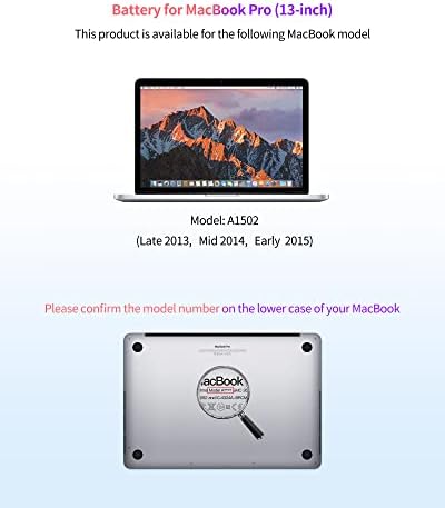 Battery Replacement for MacBook Pro A1502 (Early 2015, Mid 2014, Late 2013) Retina 13-inch A1493/A1582 Battery