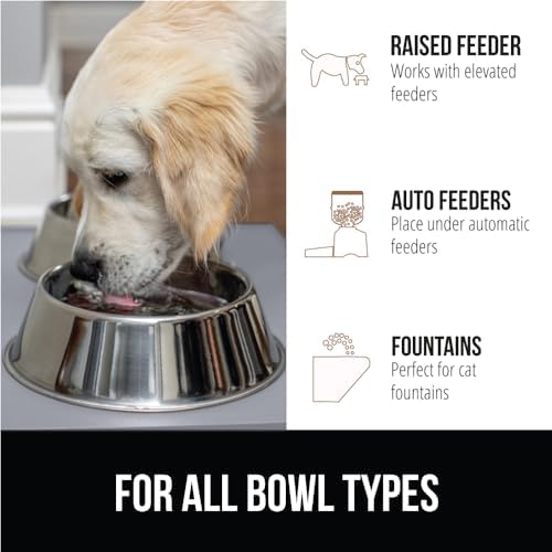 GORILLA GRIP 100% Waterproof Raised Edge BPA Free Silicone Pet Feeding Mat, Dog Cat Food Mats Contain Spills Protects Floors, Placemats for Cats, Dogs Water Bowl, Pets Accessories 18.5x11.5 Light Gray