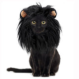 Onmygogo Lion Mane Wig for Cats, Funny Pet Cat Costumes for Halloween Christmas, Furry Pet Clothing Accessories (Size M, Black)