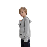 Boys Girls Cat Pouch Hoodie - Kitten Puppy Carrier Holder Sweatshirt Long Sleeve Cat Ear Pullover Tops Grey