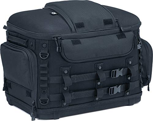 Kuryakyn 5288 Grand Pet Palace: Portable Weather Resistant Motorcycle Dog/Cat Carrier Crate for Luggage Rack or Passenger Seat with Sissy Bar Straps, Black 35 lbs Capacity