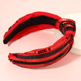 Game Day Knotted Headband Sequin Beaded Football Headband Game Day Sports Wide Top Knot Head Band Hair Accessories Gift