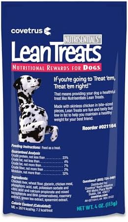 Nutrisential Lean Treats for Dogs - Soft Dog Treats for Small & Medium Dogs - Nutritional Low Fat Bite Size K9 Treats - Chicken Flavor - 12 Pack - 4oz